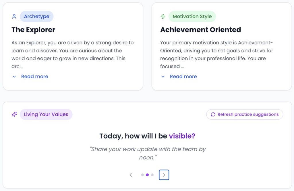 Motivation style and archetype in the Values Assessment