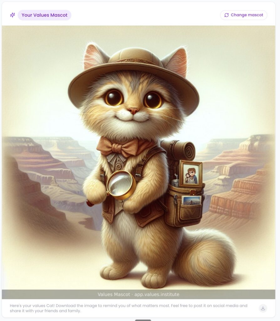 Discover your values mascot